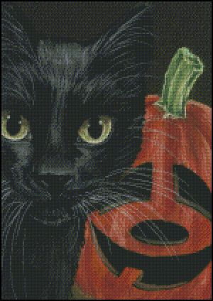 Halloween Black Cat & Pumpkin 1